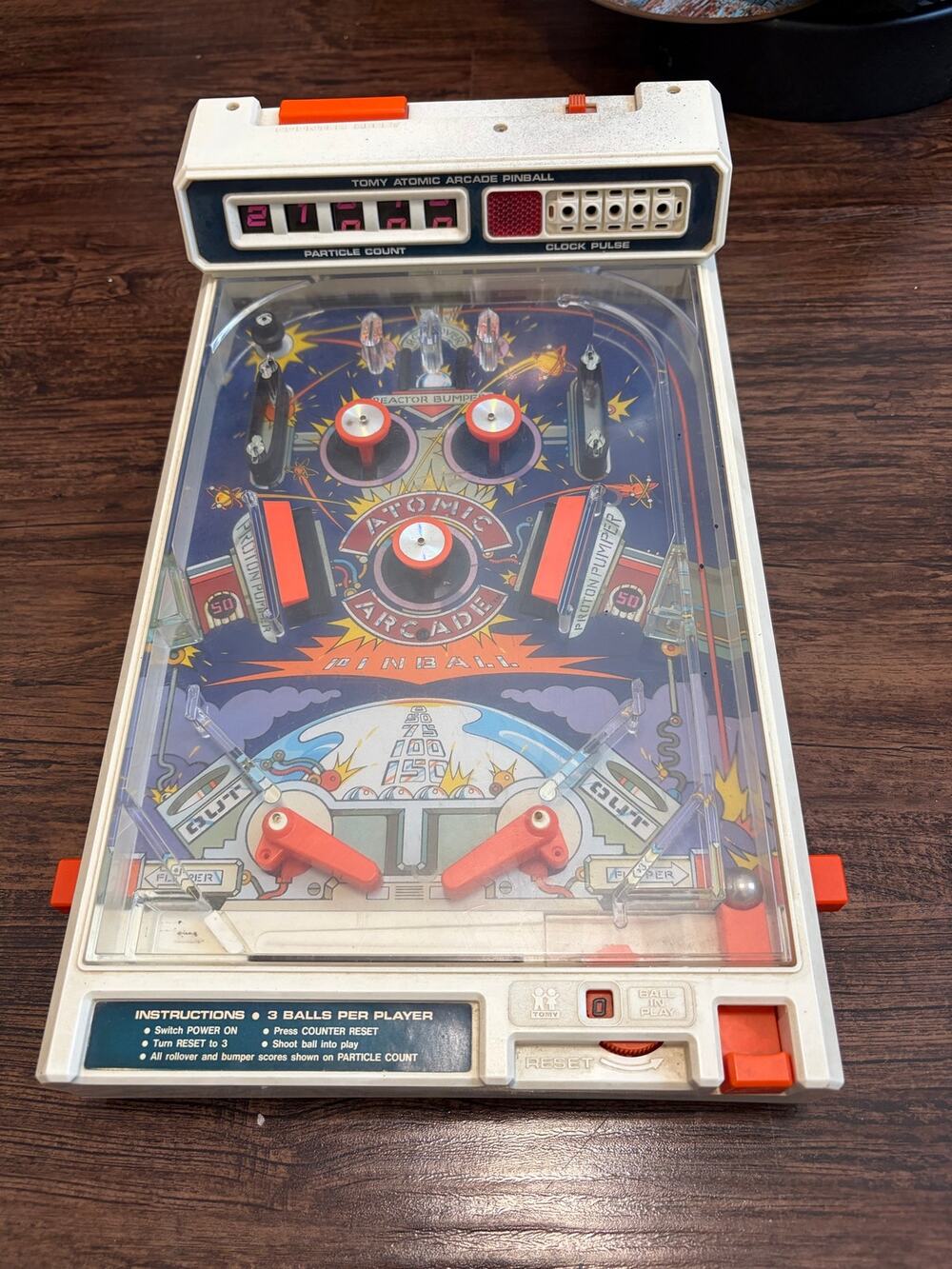 Vintage 1979 Tomy Atomic Arcade Pinball Machine Tabletop Retro Game Untested